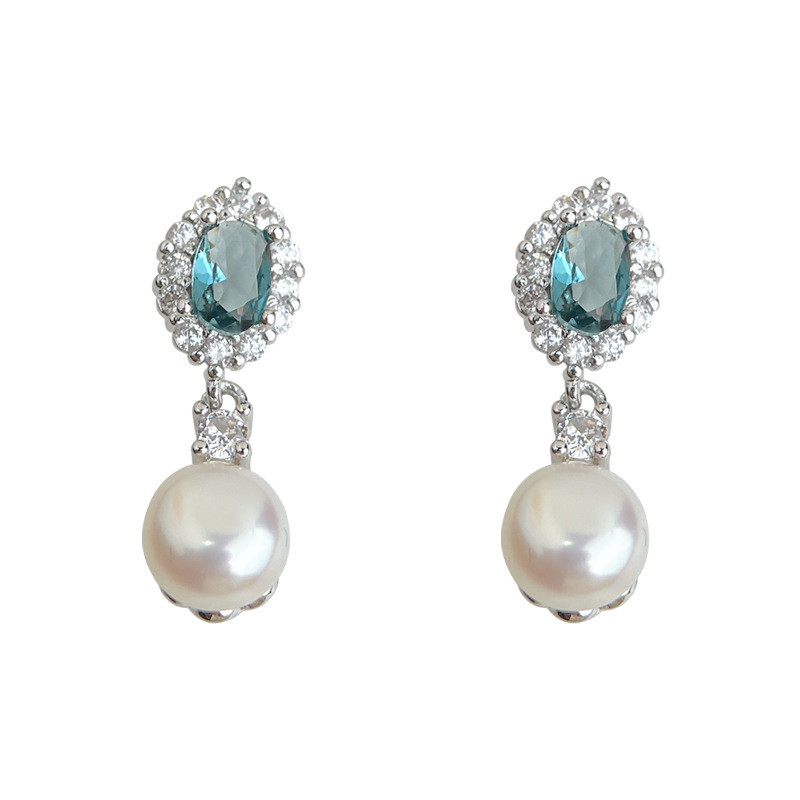 Bông tai ngọc trai Aquamarine thời trang và tinh tế