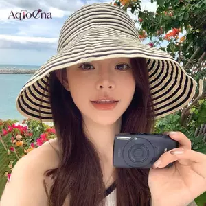 AqToCna Thời Trang Sọc Colorblo Rộng Vành Chống Nắng Mũ Nhẹ Nữ Ngư Dân Cho Ngoài Trời Kỳ Nghỉ Mùa Hè AqToCna