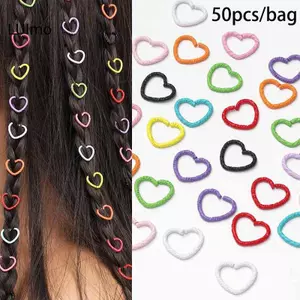 LUImo 50 Chiếc Trái Tim Tình Yêu Tóc Trang Sức Cho Dreadlo Tóc Bím Tóc Quyến Rũ Dreadlos Phụ Kiện Bện Nhẫn Vòng Bím Tóc Trang Trí SBS
