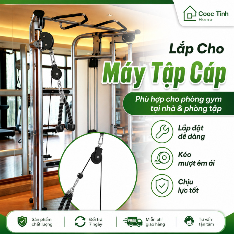 Ròng Rọc Tập Gym Xoay 360 Độ Bằng Thép Không Gỉ Chịu Lực Cao, Phụ Kiện Dây Cáp Tập Thể Hình Tại Nhà