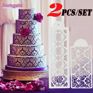 BORAGETE 2 Chiếc Cupcake Stencil Đồ Dùng Cưới Khuôn Nướng Bánh Sugarcraft Fondant Khuôn