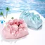 Túi trang điểm AFTEROF, Túi đựng mỹ phẩm bề mặt sáng bóng bằng vải Polyester, Vải nếp nhăn hình đám mây mềm Túi giặt dung tích lớn Phòng tắm