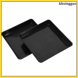 2 Chiếc Chậu Cây Ngoài Trời Đĩa Vuông Cho Khay Cây Trong Nhà 33.00X33.00X4.60CM PP Đen khxinggao