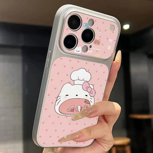 Ốp lưng iPhone Họa tiết da mạ họa tiết đầu bếp Hello Kitty iPhone 17 16 15 14 13 12 11 Pro Max Plus Max