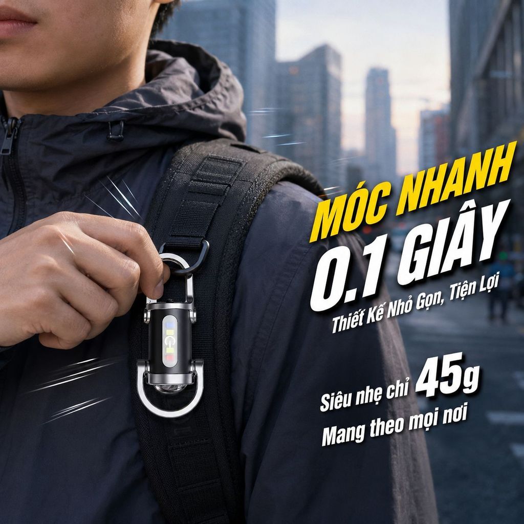 Siêu sáng đèn pin móc chìa khóa LED chống nước | Đèn pin cắm trại mini móc chìa khóa | Đèn pin mạnh chống nước tiện lợi