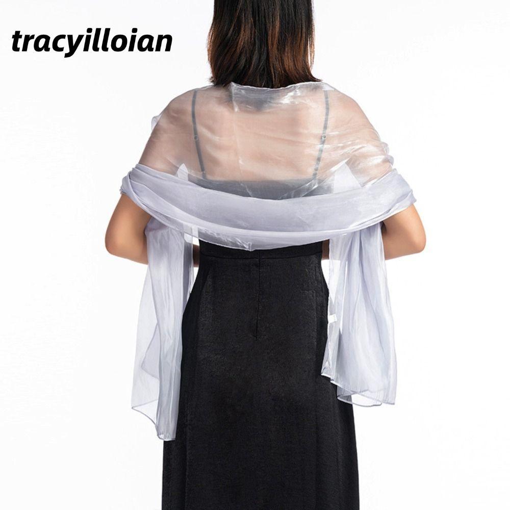Khăn choàng và quấn lụa TRACELIOIAN, Khăn choàng cô dâu chống nắng màu trơn, Khăn choàng dạ hội Organza trong suốt mềm mại thời trang Khăn quấn