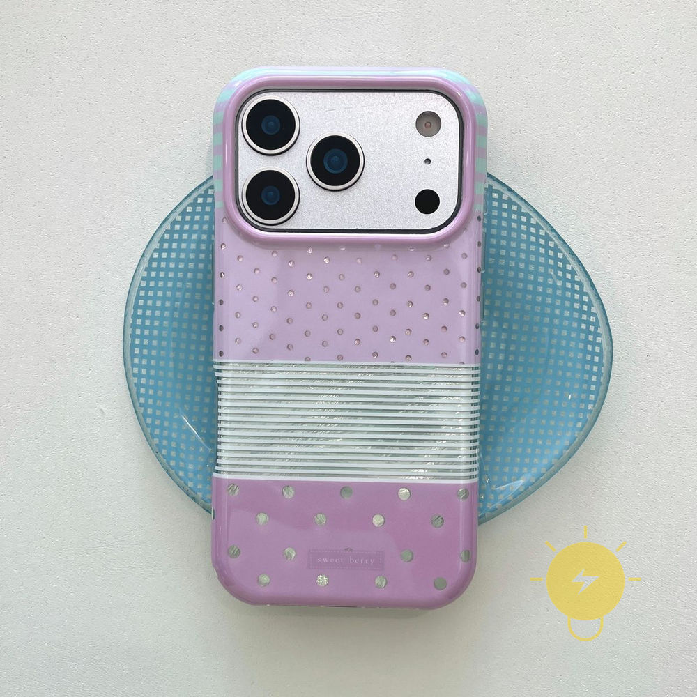 Phone Case For iPhone 17 Pro Max 16 15 14 13 TPU Purple Polka Dot Stripe Polka Dot Aesthetic Korean Cute