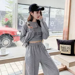 Bộ đồ ba mảnh thể thao phong cách phương Tây Nữ Xuân Thu Phong cách mới Câu lạc bộ đêm gợi cảm Cùng phong cách Nữ thần Quần áo quạt