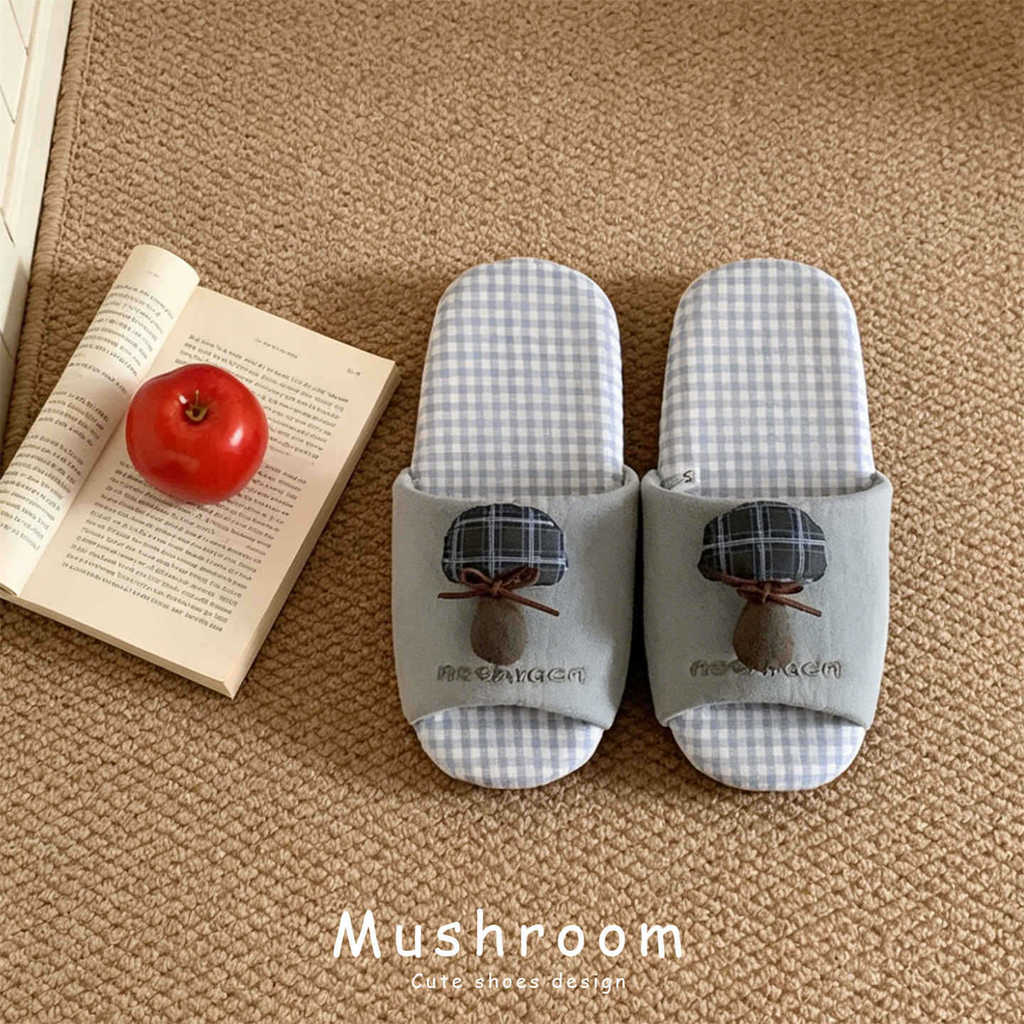 XIXITIAO Dép Nữ Cotton Màu Sắc Thường Ngày Phù Hợp Với Ca Rô Tắt Tiếng Trong Nhà Nhà
