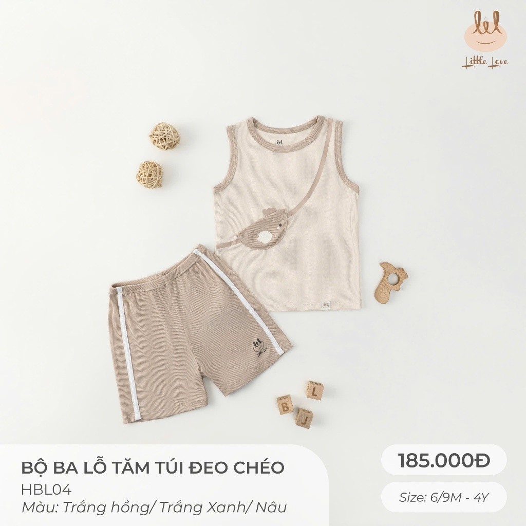 Bộ ba lỗ tăm túi đeo chéo LIL  [ Siêu Mềm, Mát, Mịn Co Dãn Và Thấm Hút Mồ Hôi Tốt] Size cho bé từ 6M - 4Y (HBL04)