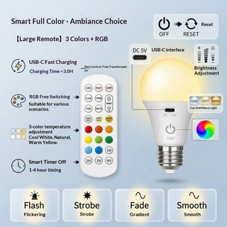 Bóng đèn RGB điều khiển từ xa thông minh SMVP LED Màu sắc có thể điều chỉnh đầy đủ, có thể điều chỉnh độ sáng, hẹn giờ E27 Đèn xung quanh