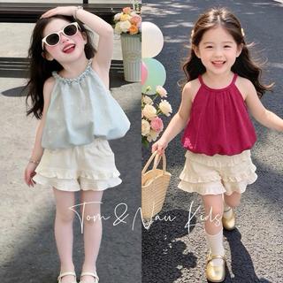 S289-[tomnaukids] Set áo 2 dây phối quần short bèo cực kỳ mát cho bé gái size từ 8-30Kg