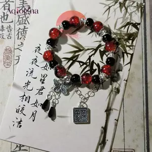 AqToCna Tian Guan Ci Fu Vòng Tay Cosplay Xie Lian Hua Cheng Heaven Chính Thức Phước Lành Bướm Mặt Dây Chuyền Đính Hạt Lắc Tay Cặp Đôi Quà Tặng AqToCna