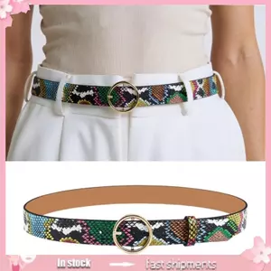 YOI Hợp Thời Trang Xanh Rắn In Có Thể Điều Chỉnh Thắt Lưng Unisex Dây Đeo Eo Da PU Bền Phụ Kiện Thời Trang