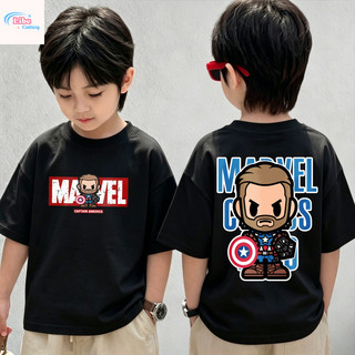 Áo Thun Trẻ Em In Hình Captain America 2 Mặt, Vải Cotton, Thời Trang Hàn Quốc, Cho Bé Trai Mùa Hè