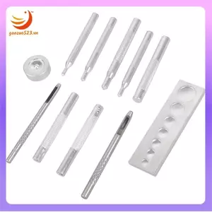 11 Cái / bộ Bộ dụng cụ đục lỗ Leathercraft có đế thủ công lỗ bằng da, vải, áo khoác