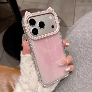 Ốp điện thoại tai mèo Aurora Diamond cho iPhone 17 Pro Max 16 15 14 13 Vỏ bảo vệ chống sốc