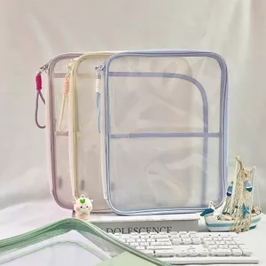 Trong Suốt Túi Tập Tin A4 Màu Ánh Sáng Dây Kéo Học Sinh Giá Trị Cao Kỳ Thi Văn Phòng Phẩm Hướng Dẫn Túi Tote Túi Bảo Quản 0527