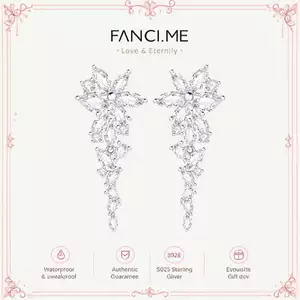 FANCIME "Bó hoa Wisteria" Bông tai hình cánh hoa bạc Sterling