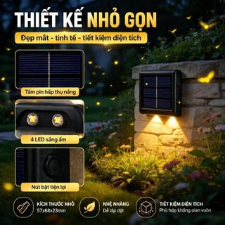 Đèn Tường LED Năng Lượng Mặt Trời, 8 Bóng Siêu Sáng, Chống Nước IP65, Tự Sáng Ban đêm