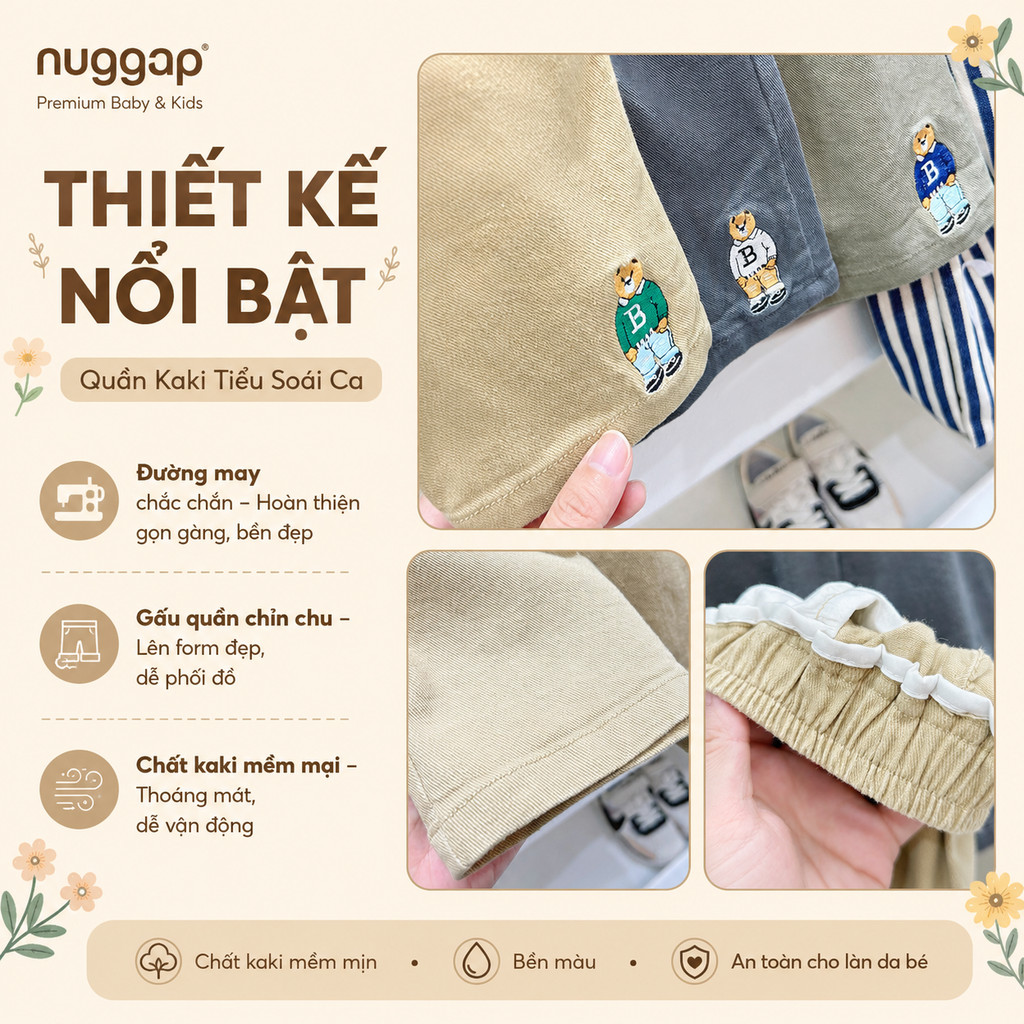 Quần Short Bé Trai Quần Kaki Bé Trai Lưng Thun Vải Kaki Mềm Mịn BRO Still Man