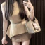 Áo len không tay VN kiểu Pháp, cổ đứng, lệch vai, cổ áo