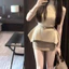 Áo len không tay VN kiểu Pháp, cổ đứng, lệch vai, cổ áo