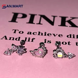 AN.MART Thời Trang Chuyển Màu Hồng Trái Tim Bướm Bông Tai Ngọt Ngào Tinh Tế Bướm Thả Bông Tai Xuyên Phụ Kiện Trang Sức Quà Tặng VN