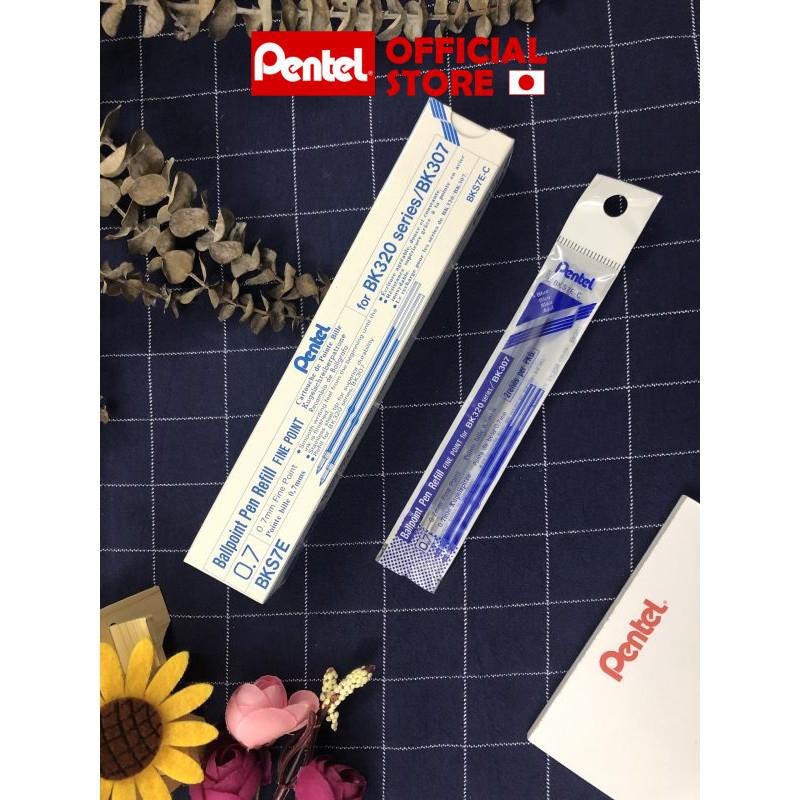 Ngòi bút Pentel BKS7E 0.7mm ruột bút bi thay thế cho bút BK250, mực xanh/đen trơn mượt