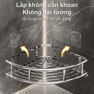 Kệ Góc Nhà Tắm Dán Tường Kệ Để Đồ Phòng Tắm Dán Tường  Miếng Dán Kệ Góc INOX Hàng Đẹp Chống Gỉ