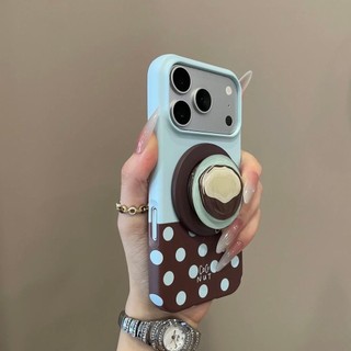 Advanced Blue Brown Wave Dot Coconut Giá đỡ từ tính Vỏ điện thoại di động Thích hợp cho iPhone17 Pro Max 16 15 Pro Max Bảo vệ Camera chống sốc Vỏ cứng chống rơi