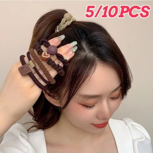 Bộ dây buộc tóc mặt cười 5 / 10 CÁI Scrunchies trang trí dễ thương