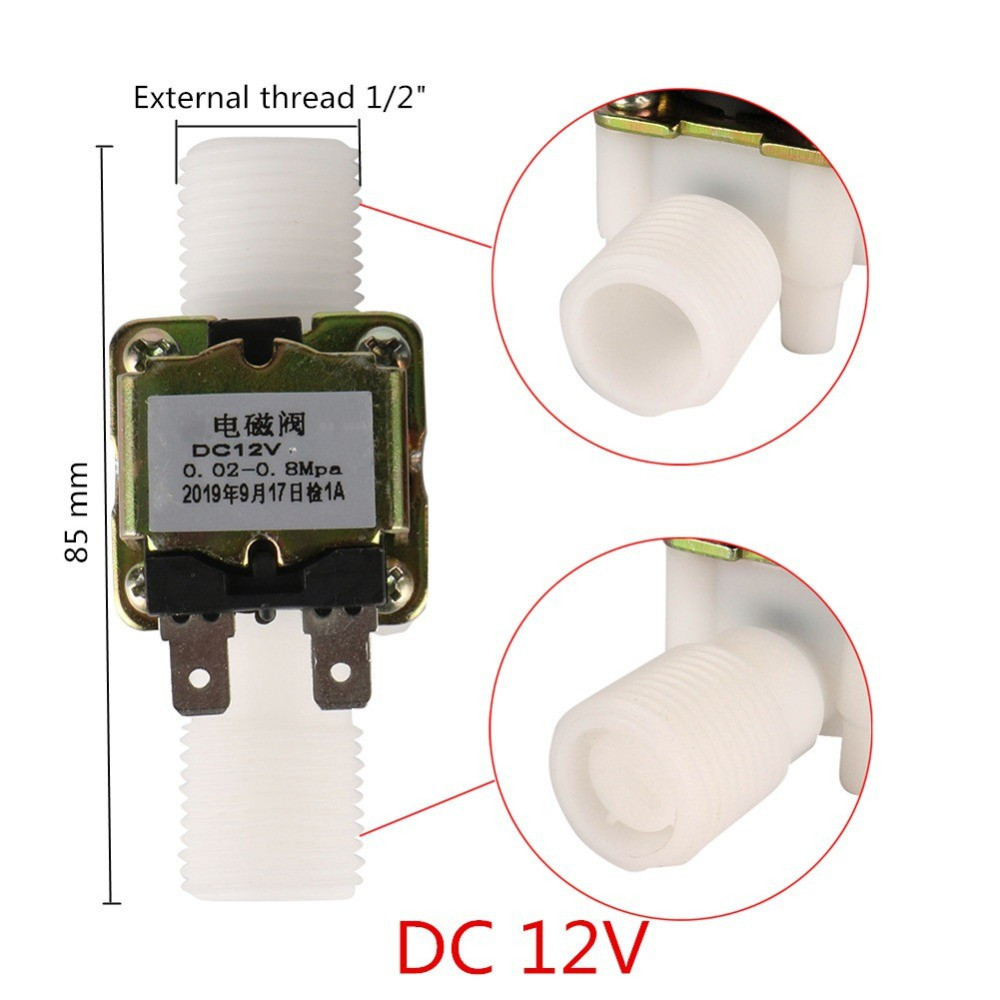 Van Điện Từ Nước 12VDC 220VAC Thường Đóng Có Áp Phi 13 Phi 21 Phi 27 Ren Ngoài