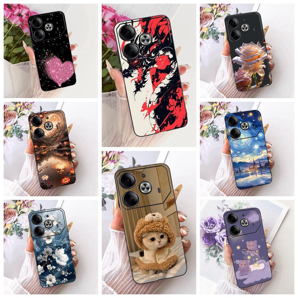 Dành Cho Tecno Pova 6 Ốp Lưng Mèo Dễ Thương Thời Trang Bướm Sơn Sang Trọng Vỏ Điện Thoại Cho Techno Pova 6 Funda
