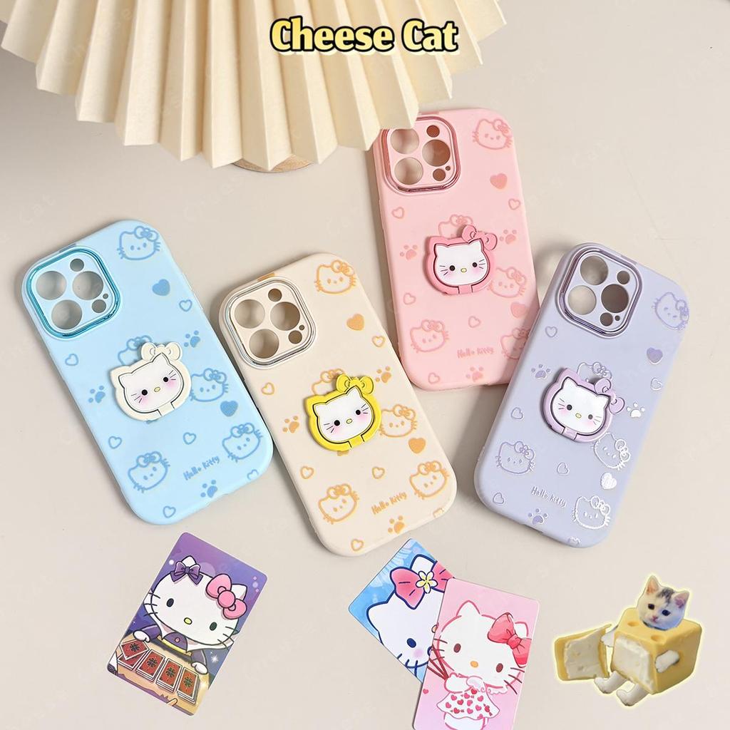 Ốp điện thoại Kitty kim loại có thể gập lại màu kẹo cho iPhone 12 11 15 14 13 16 17 Pro Max Xs Max XR 7 8