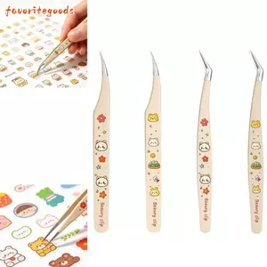 Nhíp nối mi FAVORITEGOODS, Nhíp nối mi in hình gấu hoạt hình bằng thép không gỉ, Nhíp lông mi giả đa năng đầu cong