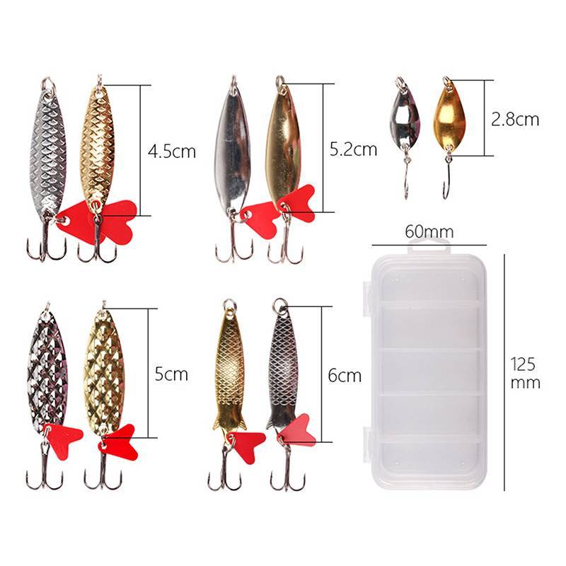 GHX 5 Cái / bộ Kim Loại Jig Thìa Spinner Mồi Câu Cá Wobbler Mồi Bộ Câu Chuyện Câu Cá Bộ Mồi Câu Cá VN