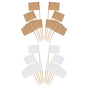 100 Miếng Cờ Tăm Trống Nhãn Mini Có Que Đánh Dấu Phô Mai Chọn Cho Bánh Cupcake Toppers Trái Cây Appe