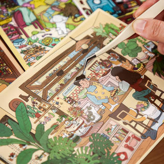 ENWEI 4 Cái [Moonlit Summer Series] Nhãn dán phong cảnh Tiệc búp bê Bàn làm việc của tôi Kích thước lớn Omelette Cửa hàng gạo Nhật ký Đồ dùng lưu niệm