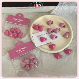 JRP 6 Cái / bộ Đào Trái Tim Mini Kẹp Tóc Dễ Thương Ngọt Hồng Nổ Kẹp Cho Bé Gái Thời Trang Hợp Thời Trang Đơn Giản Mũ Phụ Kiện Phong Cách Hàn Quốc JRP