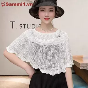 ZK Nữ Dệt Kim Rỗng Khăn Choàng Khăn Chống Nắng Áo Cho Mùa Hè Thu VN