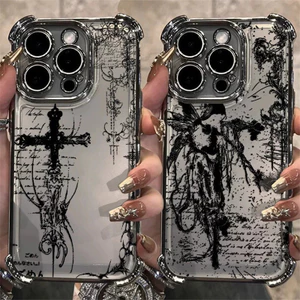 Cool Dark Gothic Cross Mark Line Mạ Ốp Lưng Điện Thoại Samsung Galaxy S25 FE S26 Ultra S24 S22 S23 S21 Plus S20 FE Note 20 Ultra Vỏ Điện Thoại Thời Trang Mềm Mại Chống Sốc