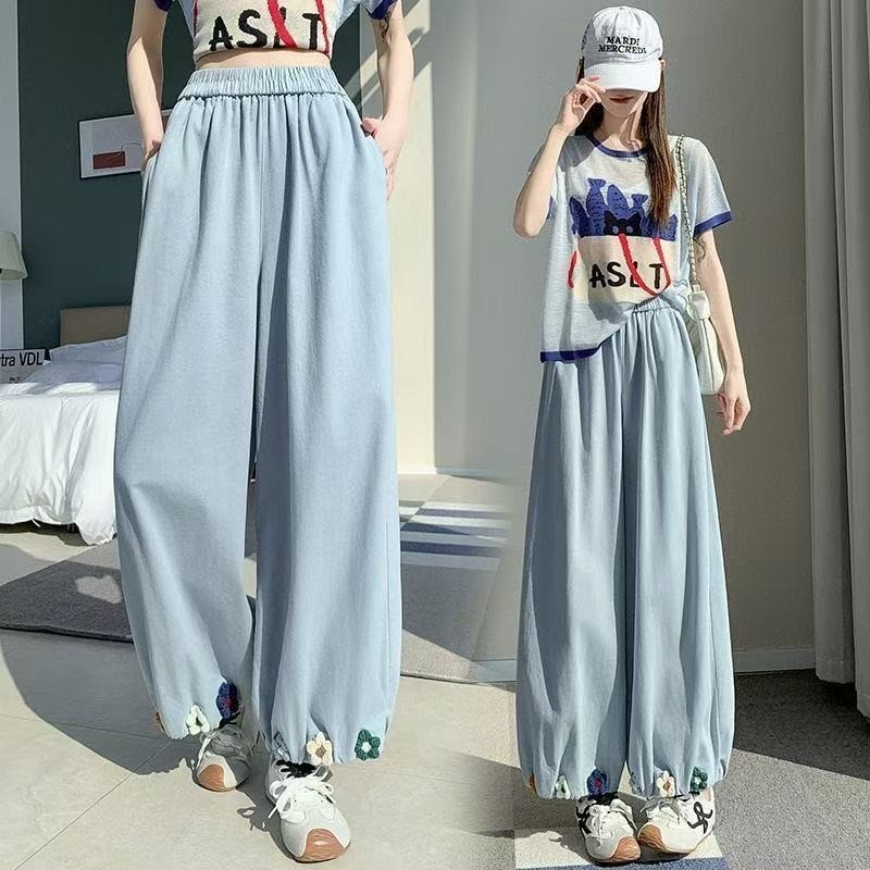 Quần đèn lồng mới dành cho nữ có móc và họa tiết hoa, quần nữ Haren dáng rộng 9% thông thường