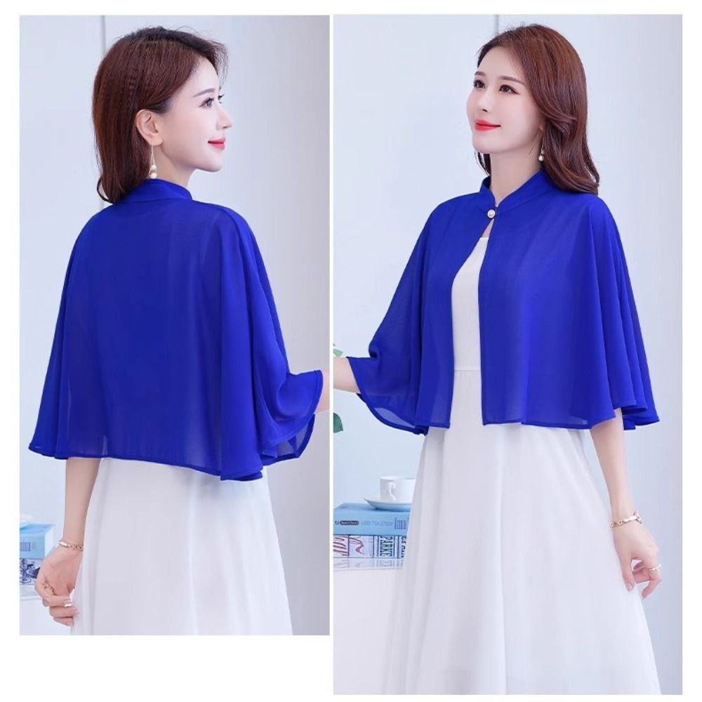Khăn choàng voan NKSFX, Áo choàng cô dâu dáng rộng thoáng khí, Áo choàng ngắn nhiều màu voan Poncho nữ