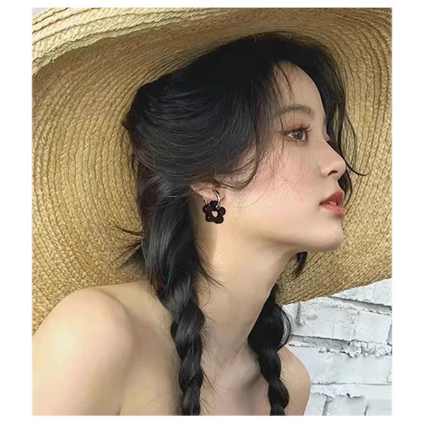 Bông tai hoa đen bạc s925