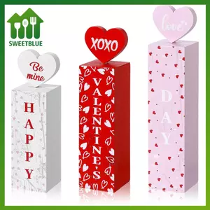 SWEET 3 Ngày Lễ Tình Nhân Bàn Áo Trang Trí Happy Valentine Tầng Khay Trang Trí Trái Tim Gỗ Để Bàn Blo Ký Trang Trại Tình Yêu C n