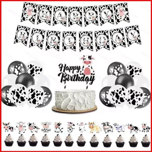 ST2 Bò Chủ Đề Trẻ Em Sinh Nhật Trang Trí Biểu Ngữ Bánh topper Bóng Bộ Cung Cấp TS2