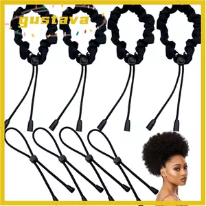 Dây buộc tóc GUSTAVA, Dây buộc tóc đuôi ngựa phồng Afro Puff, Dây buộc tóc màu đen có thể điều chỉnh cho xoăn dày