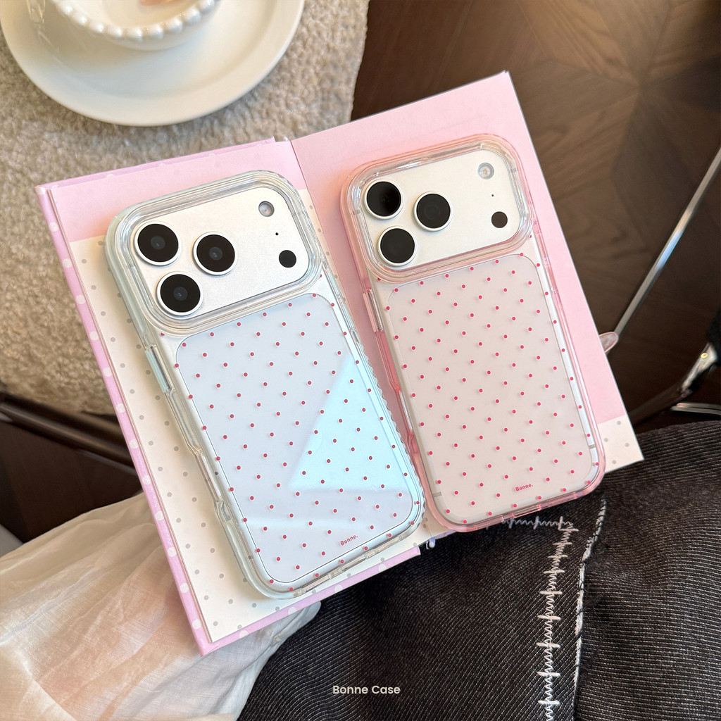 Thiết kế chấm bi màu trơn phong cách ins phù hợp cho iPhone 17 Pro Max với vỏ bảo vệ màn hình 16, 15, 14, 13, 12 và 11 0SAB