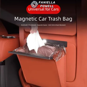 FANIELLAPOWELL Túi đựng rác nội thất ô tô, Treo túi đựng rác phía sau dung tích lớn bằng da PU Đóng cửa từ tính Hộp đựng rác sử dụng trên ô tô